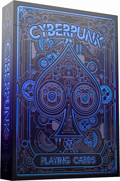 Cyberpunk Blue Playing Cards, Cardistry Decks, Black Deck of Cards for Kids & Adults, Cool with Card Game e-Book, Unique Poker,