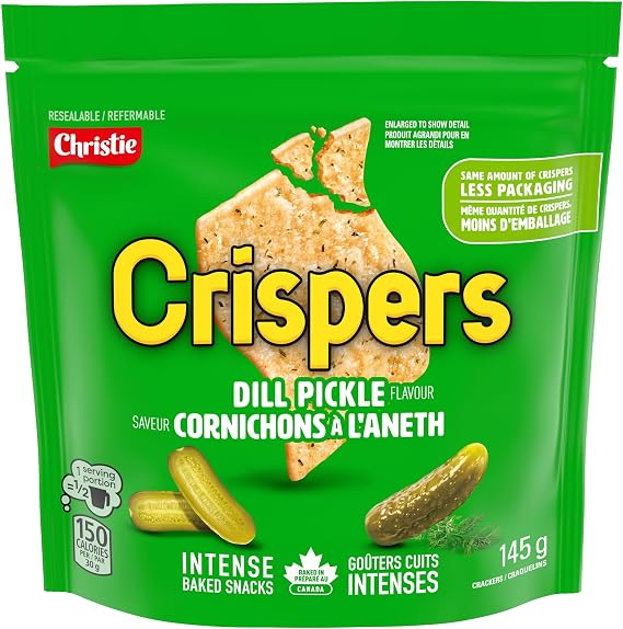Crispers, Dill Pickle Flavour, Salty Snacks,145 g