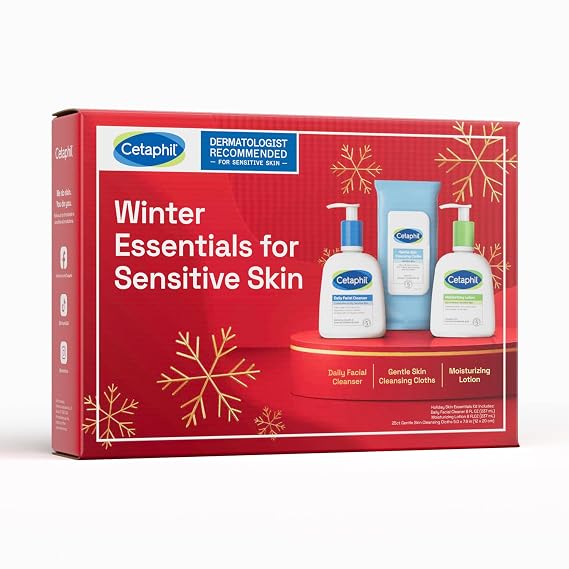 Cetaphil Winter Skincare Gift Set, Sensitive Skin, 3-Piece Bundle