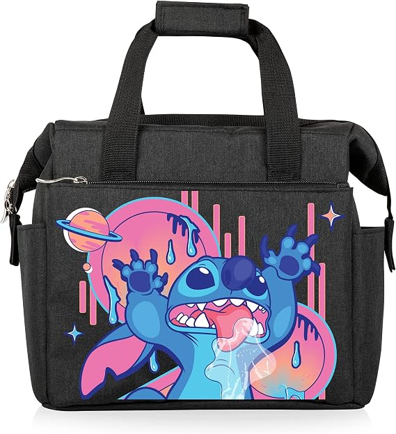 PICNIC TIME Disney Lilo & Stitch Drool On The Go Lunch Bag, Soft Cooler Lunch Box, Insulated Lunch Bag, (Black)