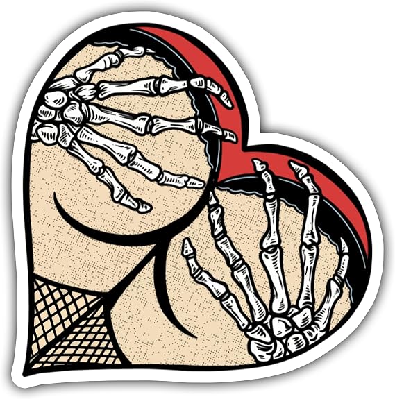 Butt Heart Sticker for Adult Laptop Skateboard Motorcycle Car Bike Luggage Trolley Case Decoration Waterproof Decals