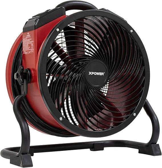 XPOWER X-39AR Professional Axial Fan with Sealed Motor (1/4 HP) for Water Damage Restoration and Powerful Focused Air Circulation of up to 60 feet (Blue)