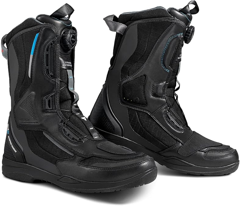 SHIMA STRATO WP, Waterproof Motorcycle Boots for Men - Vented, Reinforced Lightweight Long Biker Riding Boots with ATOP Fast-Closure
