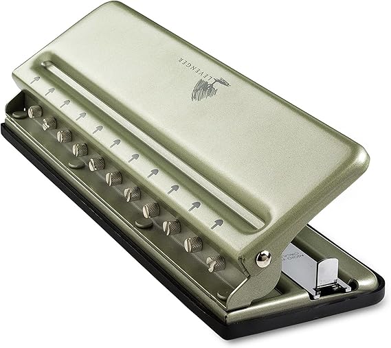 Levenger Circa Universal Desk Discbound Hole Punch, Heavy-Duty Metal Paper Puncher for Disc Notebooks, Business Home Office Supplies
