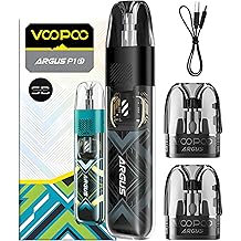 Voopoo Argus P1s Vape Kit [Cyber Black] - Available in 8 colours - 2A Fast Charge (20Mins), 800mAh Battery, 20W, Cyberpunk Light - Compatible with Argus Pod Family - No Nicotine