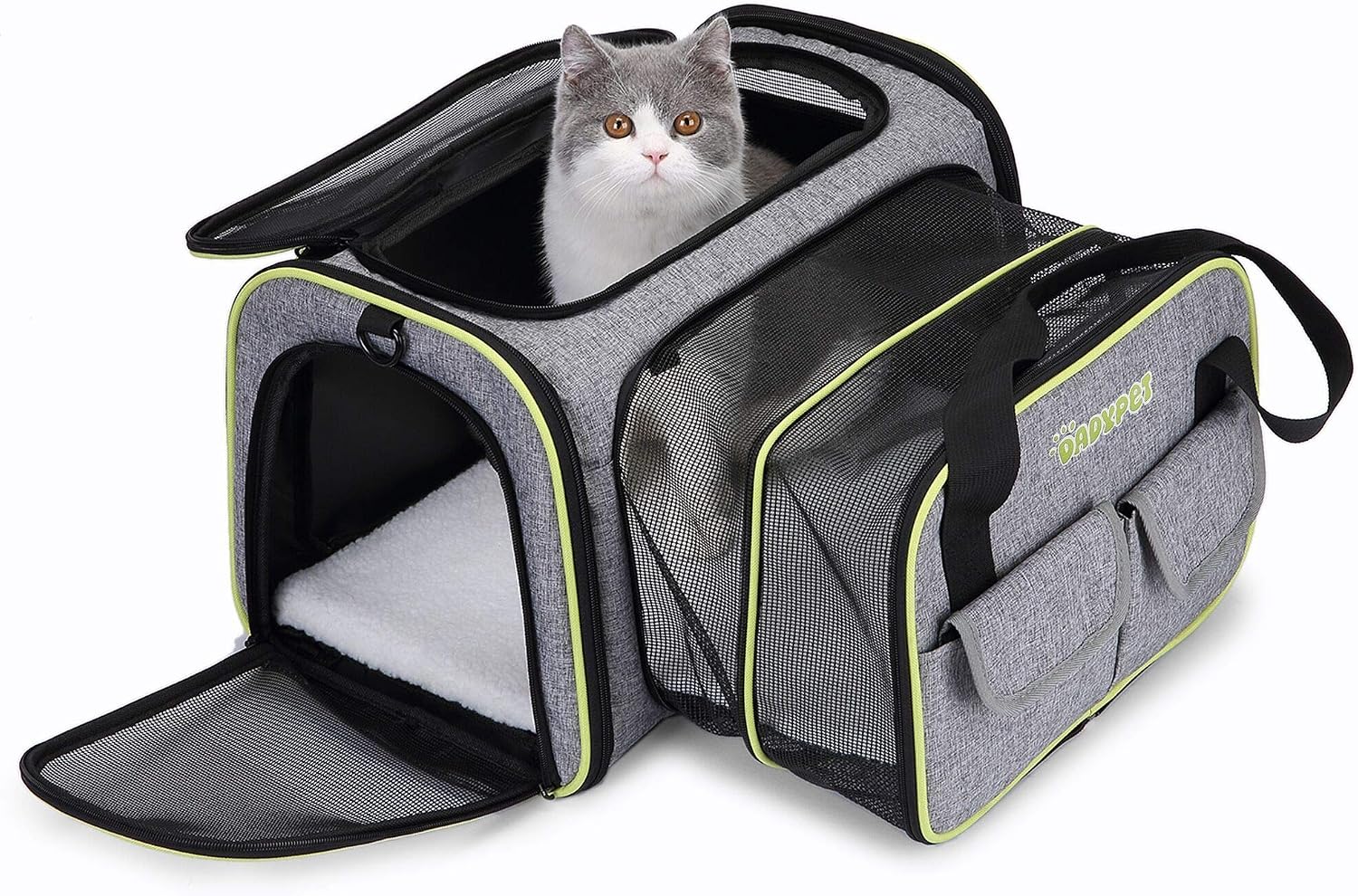 DADYPET Pet Carrier Airline Approved, Expandable Soft-Sided Cat Travel Carrier with Wool Rugs Collapsible Portable Dog Carrier Bag for Small Medium Puppy Dogs Cats 17.517.511 inch