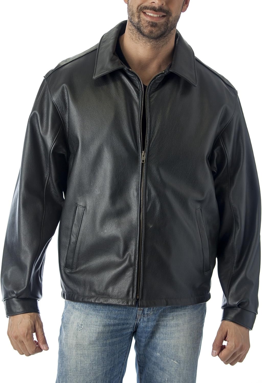 REED Mens Straight Bottom Leather Jacket Union Made in USA