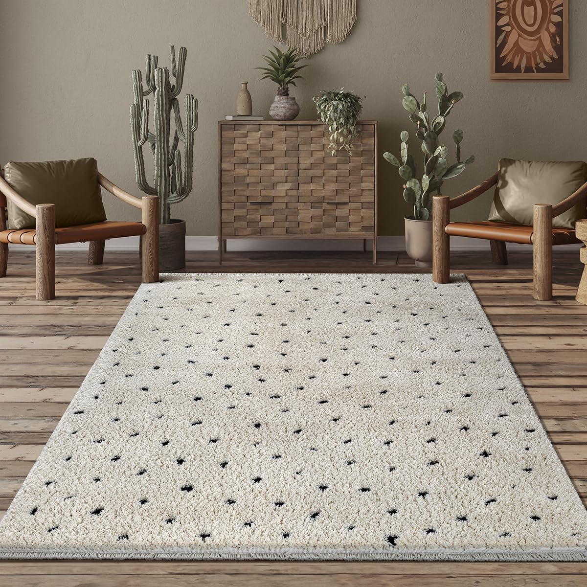 the carpet Bahar Shaggy Elegant Designer Living Room Rug, Soft & Easy-Care High Pile Living Room Rug in Cream, 240 x 340 cm