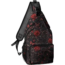 Rose Gothic Style Crossbody Bags for Women Men Trendy Sling Bag Backpack Casual Chest Bag Shoulder Strap