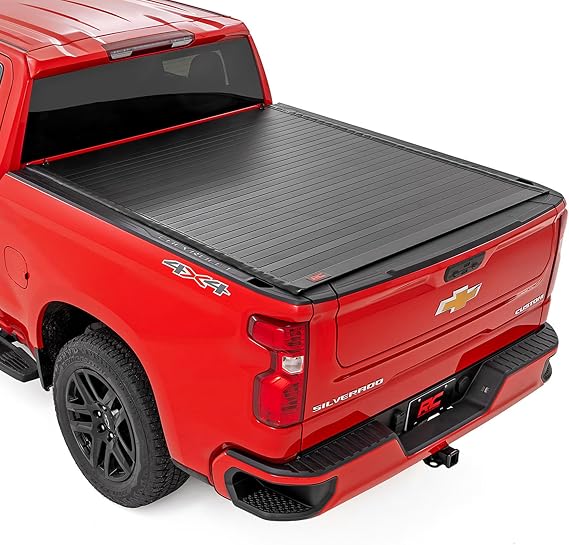 Rough Country Hard Roll Up Tonneau Cover for Chevy Silverado & GMC Sierra 1500 (2019-2026) Aluminum Slat, No-Drill Install, Fits 5'10 Bed Short Bed