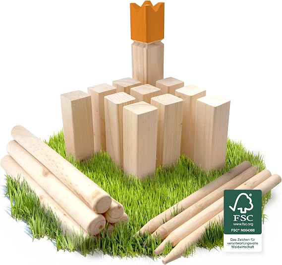 Ocean 5 Kubb - Original Viking Dice Game for Outdoor - Wooden Chess Cone Game from Scandinavia - The Skill Game for Summer