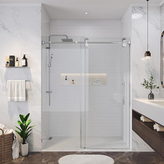 45-49" W x 76" H, Frameless Sliding Shower Door, 3/8" Glass, Chrome
