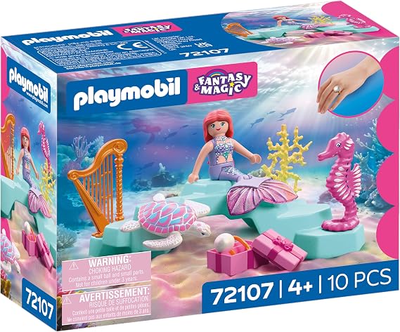 Playmobil | Fantasy & Magic | Mermaid with Gift | Underwater Wedding Set with Harp, Ring & Sea Creatures | for Children Aged 4+ | 72107