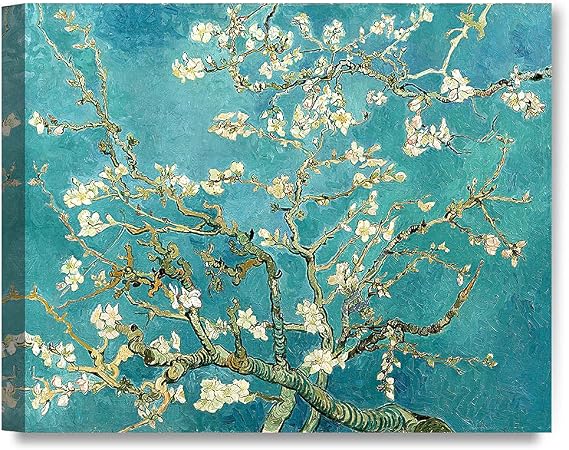 DECORARTS - Blossoming Almond Tree, Vincent Van Gogh Art Reproduction. Giclee Canvas Prints Wall Art for Home Decor 30x24 x1.5