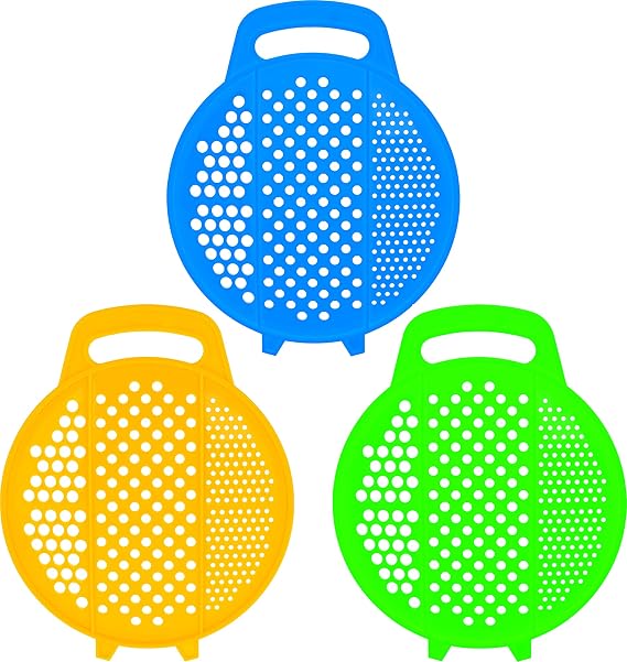 Flat Plastic Compact Grater - Pack of 3 - Ergonomic Cheese Graters - Handheld Coarse Grater - Hand Kitchen Parmesan Shredder