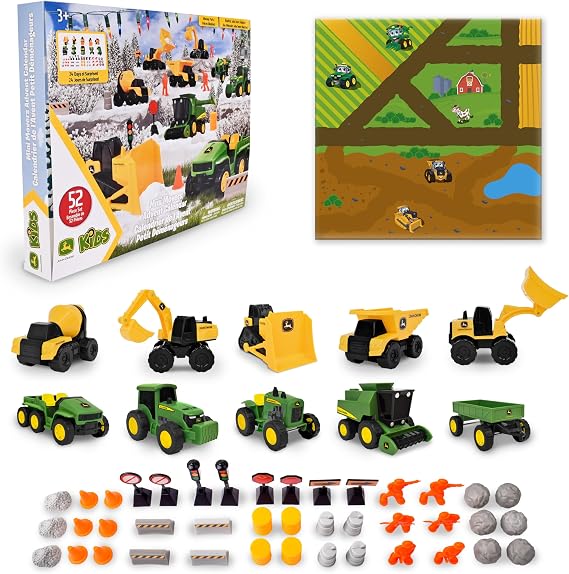 John Deere Mini Movers Advent Calendar - Kids 2026 Christmas Advent Calendar, 24 Days of Surprises, Holiday Countdown Calendar, Gifts for Toddlers, Toy Cars Playlet, Birthday, Vacation, Back to School, Potty Training Rewards