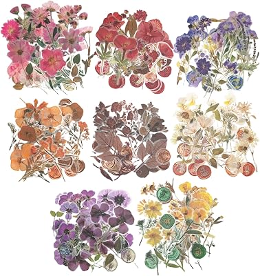 Floral Botanical Journaling Stickers 320 Pieces Pressed Flower Resin Decals Dried Flowers Scrapbooking Stickers for Junk Journal Planner Card Making