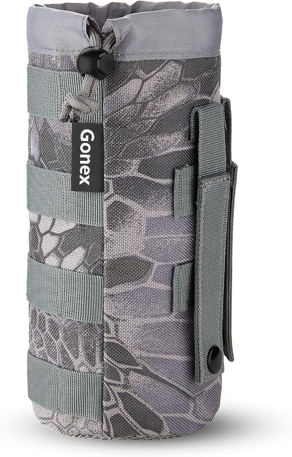 Gonex MOLLE Bottle Pouch, Drawstring Water Bottle Holder | 900D Oxford, Mesh Bottom, Fits MOLLE Packs & Vests, Flexible Height, Holds Bottles or Umbrellas