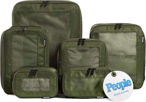 Aerotrunk Compression Packing Cubes for Travel, 6-Pack, Olive