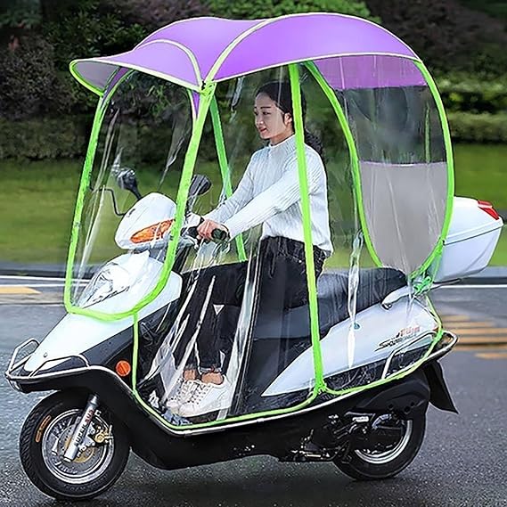 Electric Motorcycle Sunshade Cover, Transparent Canopy for Mobility Scooters, Waterproof Sun Rain Wind Protection, Universal Fit for Outdoor Use