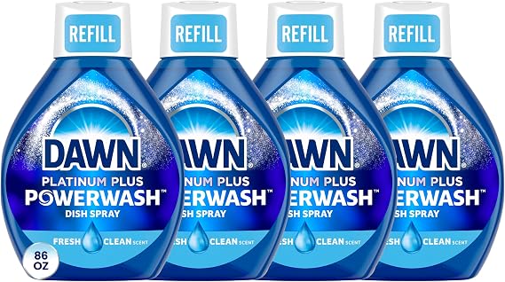 Dawn Powerwash Spray Refill, Dish Soap, Dishwashing Liquid, Cleaning Supplies, Fresh, 4 Refill, 21.5 Fl Oz