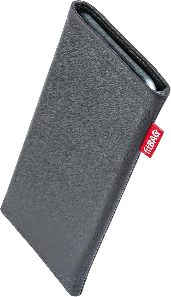fitBAG Beat Gray Custom Tailored Sleeve for Nokia E72. Fine Nappa Leather Pouch with Integrated Microfibre Lining for Display Cleaning