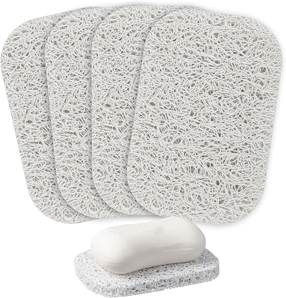 4PCS White Soap Holder Pad BPA-Free Savers Pads for Soap Dish,Easy to Clean Soap Lifting Pads Suitable for Shower Kitchen Bathroom Bathroom Travel Hotel Cleaning Products