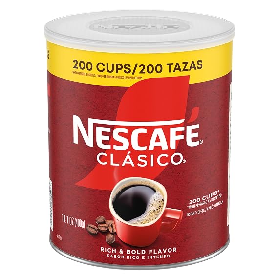 NESCAFE Clasico Dark Roast Instant Coffee, 14.1 oz Canister