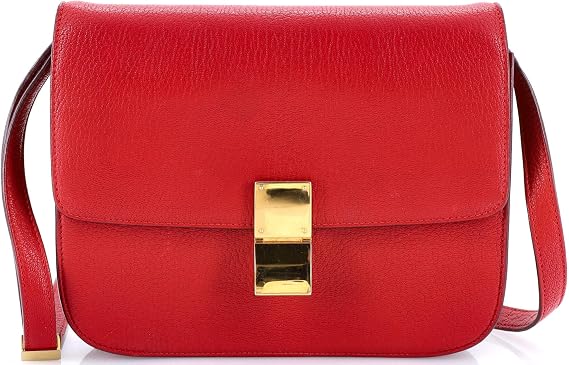 Pre-Loved Classic Box Bag Grainy Leather Medium, Red