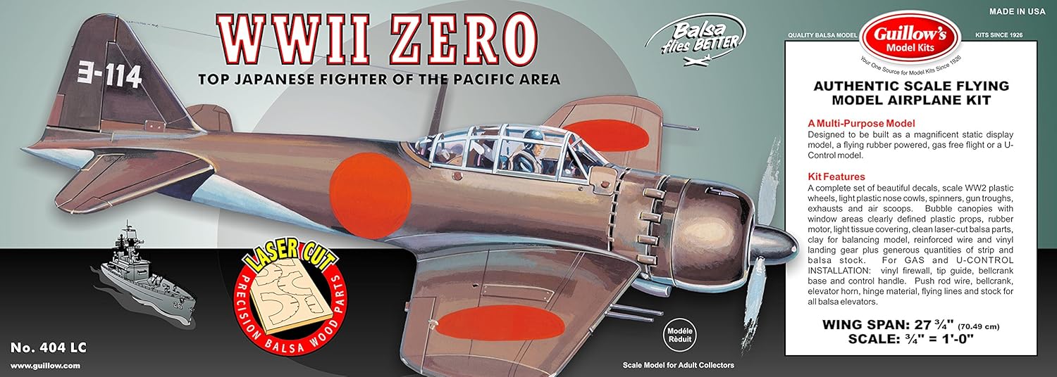 Guillows WWII Zero Laser Cut Model Kit Small