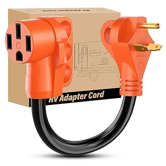 Nilight - 50032R 18 inch 30 Amp to 50 Amp RV Plug Adapter Heavy Duty Dogbone Electrical Adapter with Handle 30A Male to 50A Female Cord Adapter 125V/3750W,