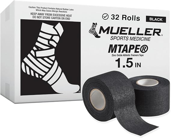 Mueller Sports Medicine MTape Rolls Team Pack, Quality Athletic Tape, Easy to Tear for Fast & Effective Taping, 1.5" x 10 Yards Per Roll, 32 Rolls