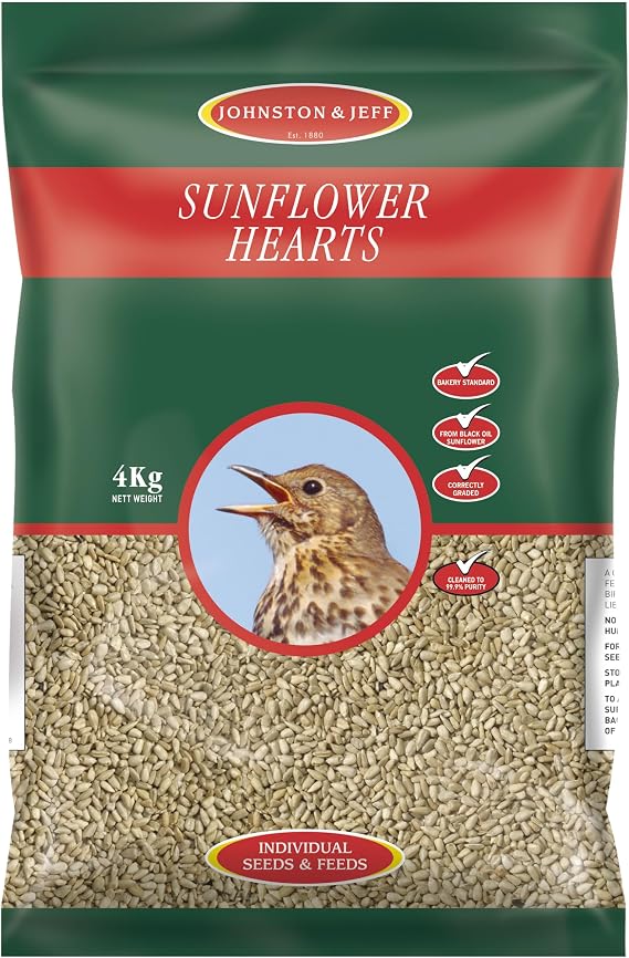 Johnston & Jeff 4kg Sunflower Hearts Premium Wild Bird Food Wildlife Seed