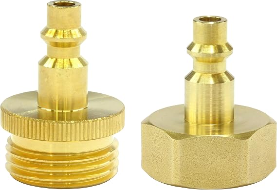 Water Blowout Quick Connect Plug Fittings for Air Compressor, Winterize Kit for RV, Camper, Outdoor Plumbing, Garden Hose, and Sprinkler Systems (One Pair)