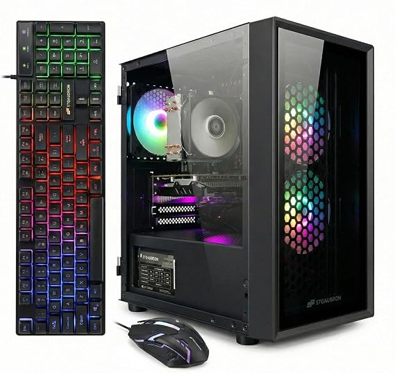 STGAubron Gaming PC Desktop,Intel i7 Xeon E5,RX 550 4G,16G RAM,512G SSD