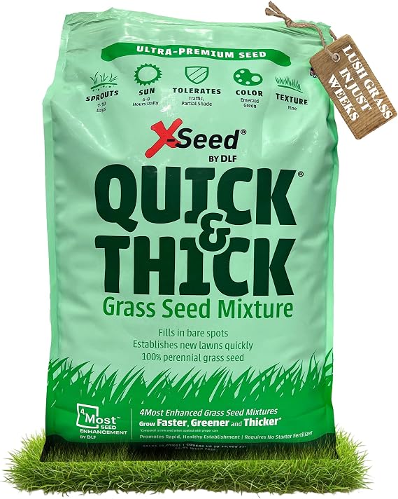 X-Seed Ultra Premium Quick And Thick Lawn Seed Mixture Rapid Germination for Any Lawn, Dense Coverage in Sun To Shade, High-Traffic Areas, Fescue, Kentucky Blue, Perennial Ryegrass Blend, 20lb Bag