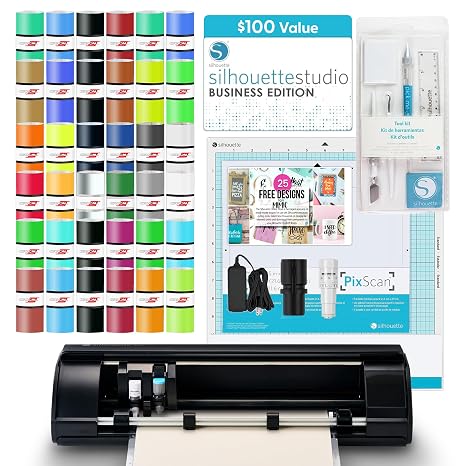 Silhouette America Cameo 5 Alpha  - Smart Cutting Machine for Print & Cut - Quiet Operation with AutoBlade, Studio Software, Cutting Mat- Matte Black (Deluxe Bundle)
