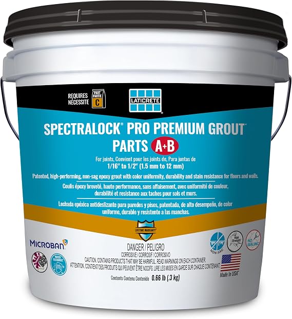 LATICRETE SPECTRALOCK PRO Premium Durable Stain Proof High Performance East to Use Non Sag Epoxy Tile Grout Mini Parts A&B, 2lb