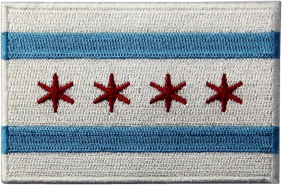 Chicago City Flag Embroidered Iron On Sew On Illinois Patch