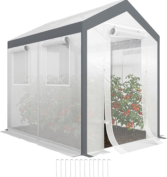 Outsunny 8' x 6' x 7.5' Walk-in Greenhouse Outdoor Gardening Canopy White