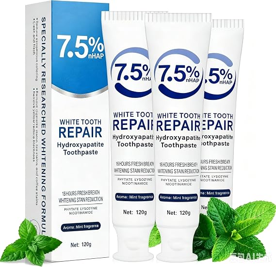 Nano hydroxyapatite Toothpaste, Mint Fresh Breath Oral Care(3) | 7.5% Nano Hydroxyapatite Formula, Gentle Enamel Repair, Sensitive Teeth Care,16-Hour Fresh Breath