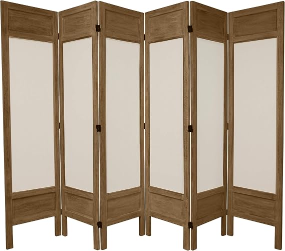 Red Lantern 5 1/2 ft. Tall Solid Frame Fabric Room Divider - Burnt Grey - 6 Panel