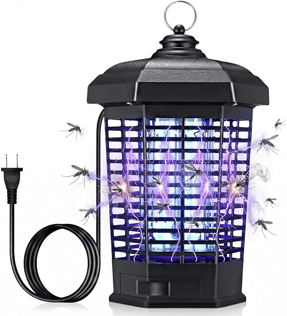 Bug Zapper Indoor Outdoor, 4200V High-Voltage Electric Bug Zapper, Lighthouse Shape Fly Insect Trap with Easy Clean Tray for Home, Office, Hotel, Restaurant