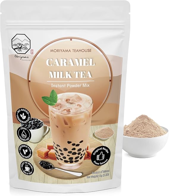 Caramel Bubble Milk Tea Instant 3in1 Powder Mix - 1kg (33 Drinks) | For Boba Tea, Milkshake, Blended Frappe and Bakery | Authentic Taiwan Recipe | 0 Trans Fat, No Preservatives by Moriyama Teahouse