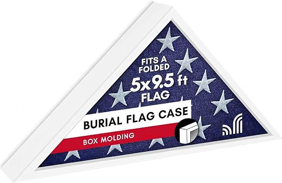 Americanflat Large Flag Display Case for Folded 5x9.5' Burial Flags - Engineered Wood Display Box for Wall or Tabletop - Silhouette Collection - White