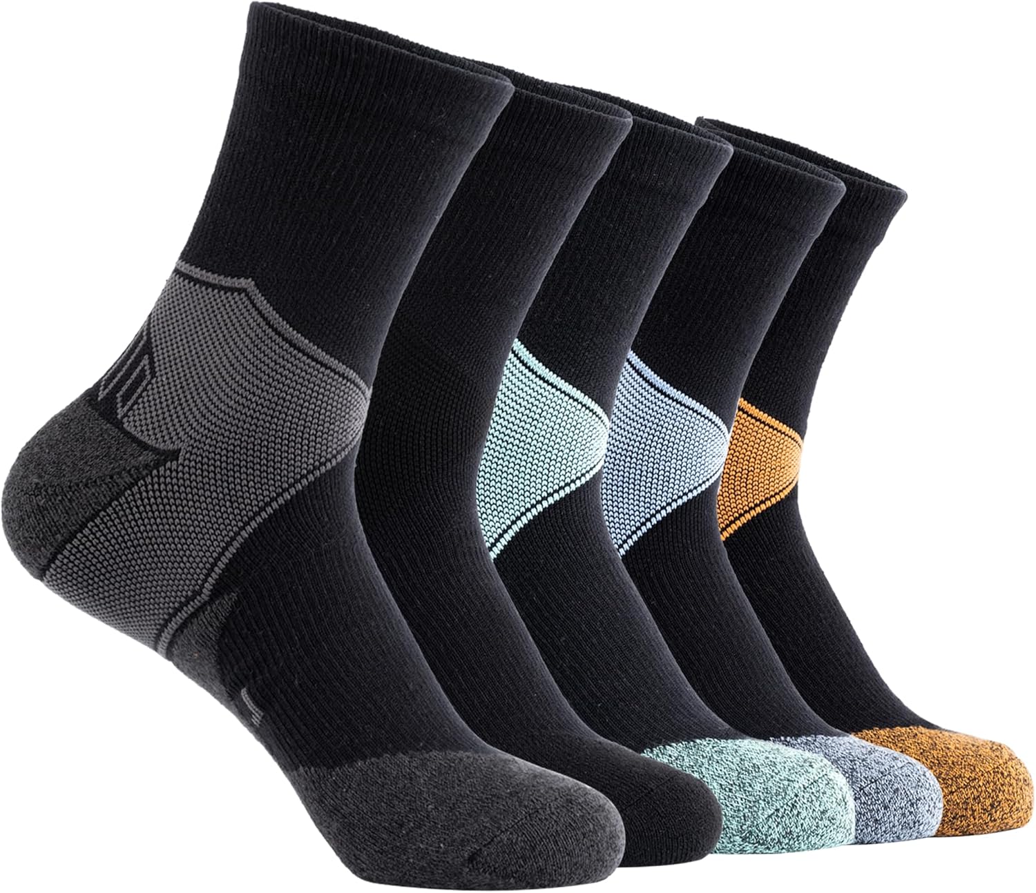 GLENMEARL Mens Crew Socks, 5 Pair Cushioned Work Socks for Men, Cotton Athletic Boot Sock, Moisture Wicking Sock for Hiking