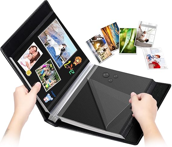 1DOT2 Self-Adhesive Photo Album, Leather Cover | 60 Black Pages, Self-Stick Page, DIY Anniversary Travel Memory Book, Magnetic Scrapbook Family Album