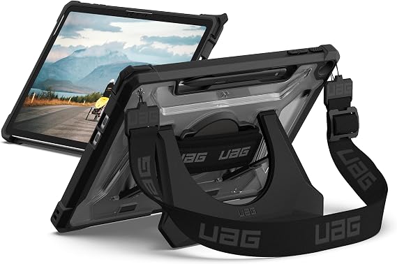 URBAN ARMOR GEAR UAG Designed for Microsoft Surface Pro 1st Edition 12" Case - Rugged Protective Cover with Multi-angle Built-in Kickstand Pen Holder Hand Strap & Shoulder Strap, Plasma Ice/Black