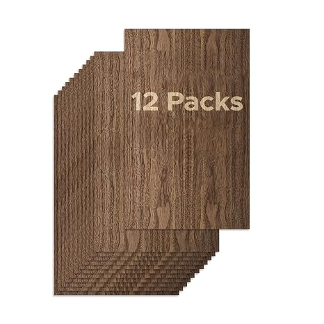 OMTech 12 Pack Walnut Veneer Sheets, 24"x12"x1/8" Plywood Sheets for Laser Cutting and Engraving, 3mm Plywood Laser Cutter Wood Blanks Consumables for Home Workshop DIY Craft Project