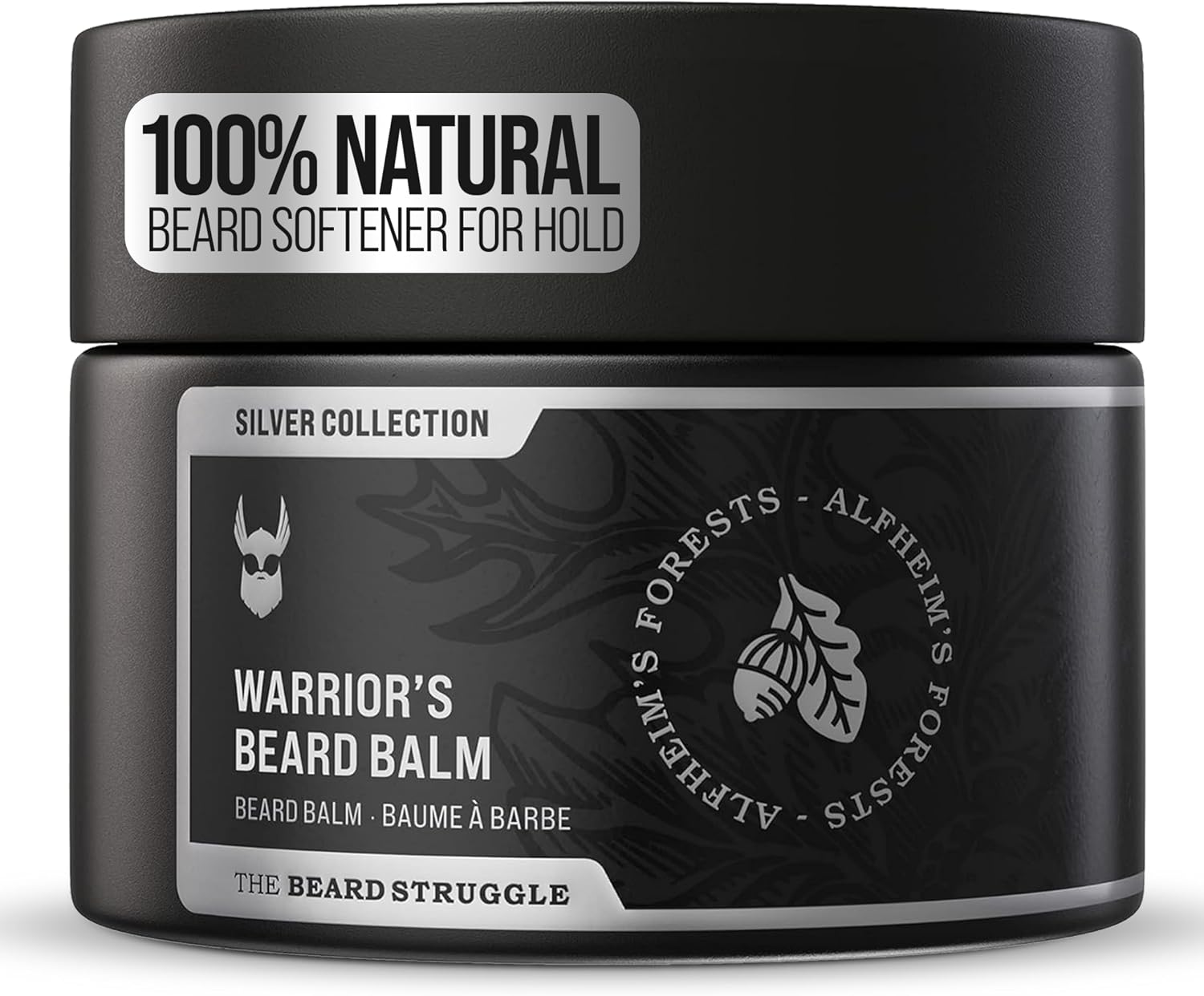 The Beard Struggle Warrior’s Beard Balm - Silver Collection, Alfheim's Forests - Non-Greasy Low-Hold Formula, Luxurious Cologne-Grade Fragrances 100% Natural and Plant-Based Ingredients - 50g